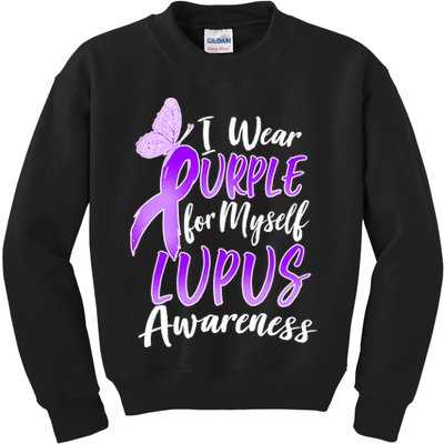 I Wear Purple For Myself Lupus Awareness  Kids Sweatshirt