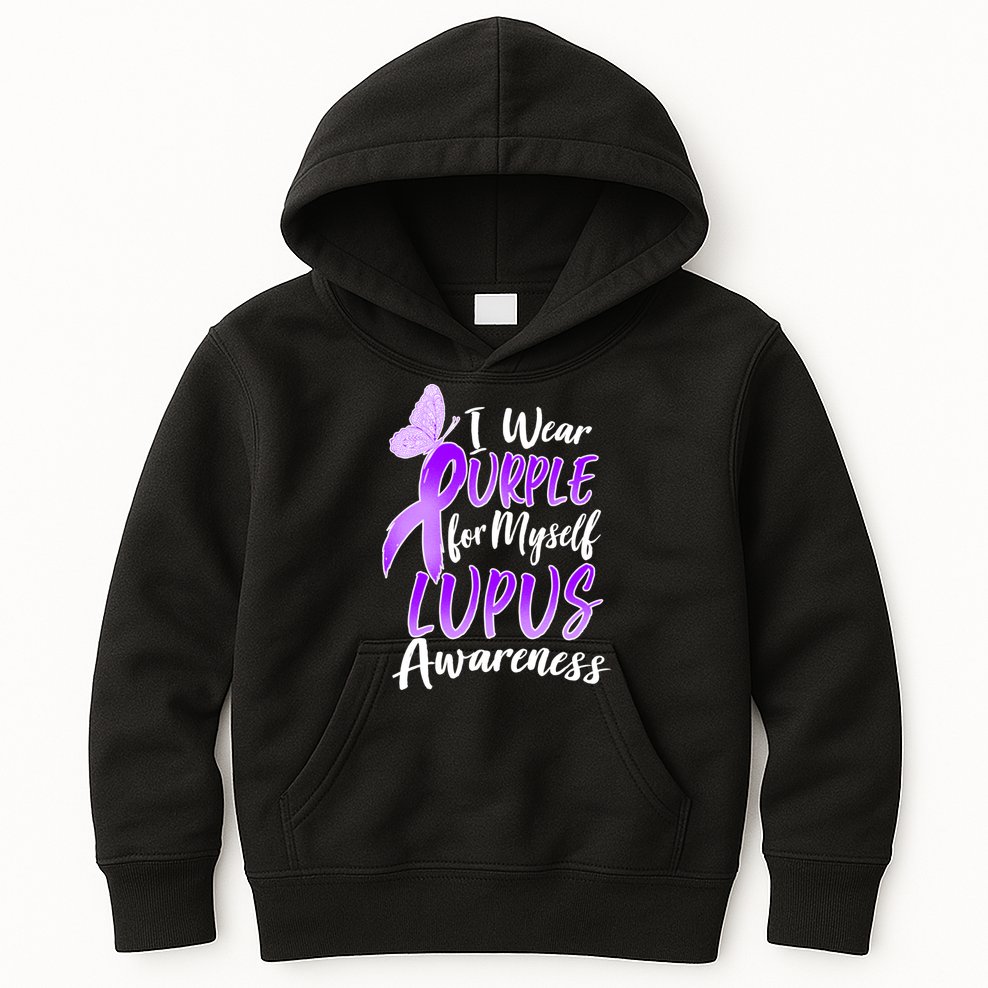 I Wear Purple For Myself Lupus Awareness  Kids Hoodie
