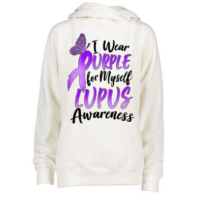 I Wear Purple For Myself Lupus Awareness  Womens Funnel Neck Pullover Hood