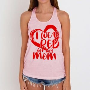 I Wear Red For My Mom Heart disease Awareness Women's Knotted Racerback Tank