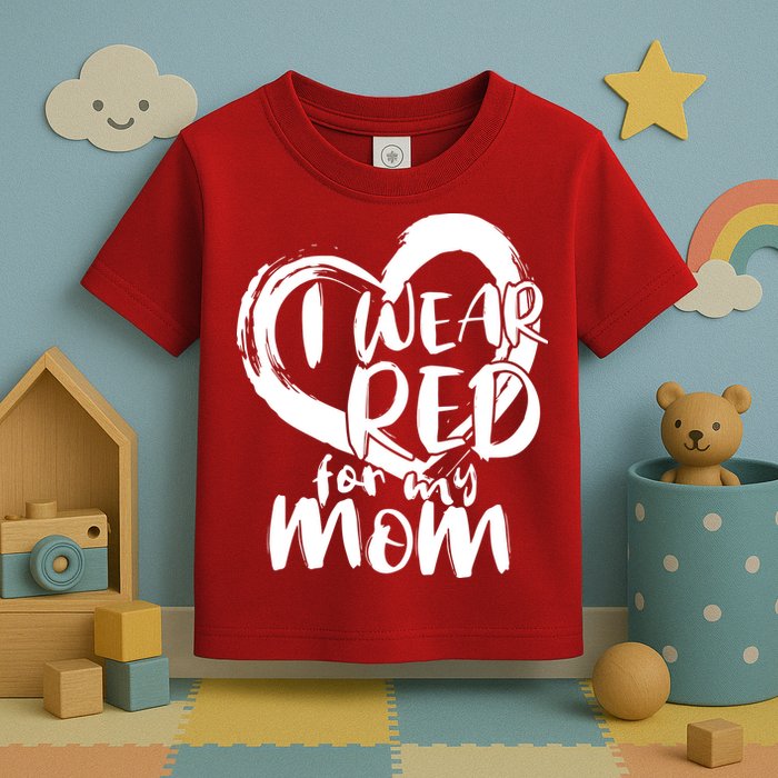 I Wear Red For My Mom Heart disease Awareness Toddler T-Shirt