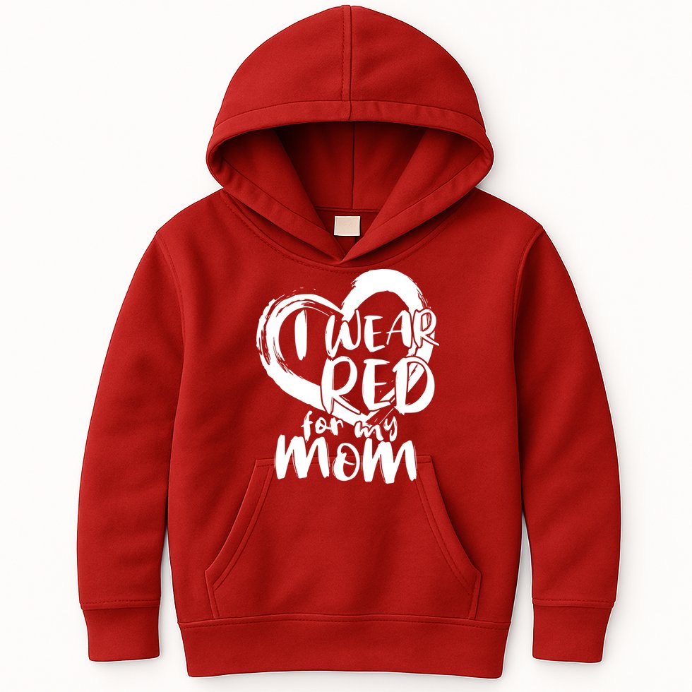 I Wear Red For My Mom Heart disease Awareness Kids Hoodie
