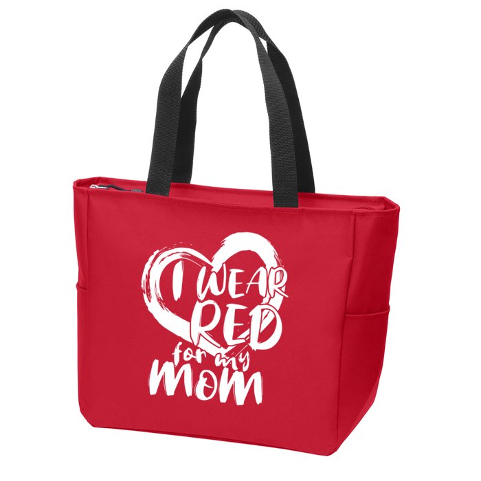 I Wear Red For My Mom Heart disease Awareness Zip Tote Bag