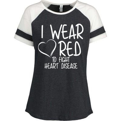 I Wear Red To Fight Heart Disease Enza Ladies Jersey Colorblock Tee