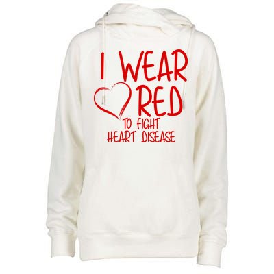 I Wear Red To Fight Heart Disease Womens Funnel Neck Pullover Hood