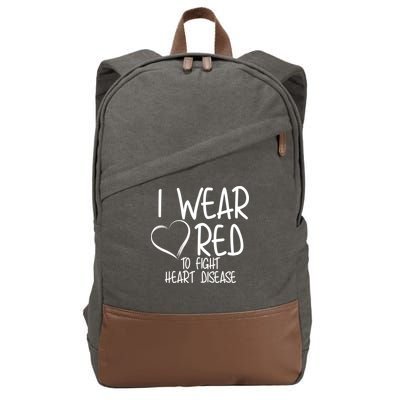 I Wear Red To Fight Heart Disease Cotton Canvas Backpack