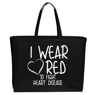 I Wear Red To Fight Heart Disease Cotton Canvas Jumbo Tote