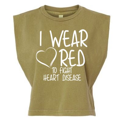 I Wear Red To Fight Heart Disease Garment-Dyed Women's Muscle Tee