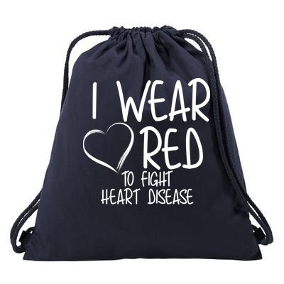 I Wear Red To Fight Heart Disease Drawstring Bag