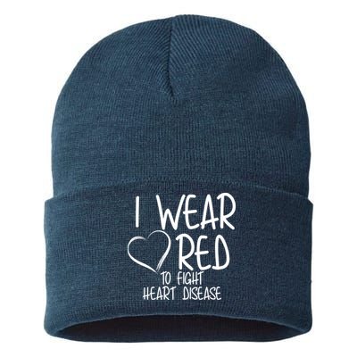 I Wear Red To Fight Heart Disease Sustainable Knit Beanie