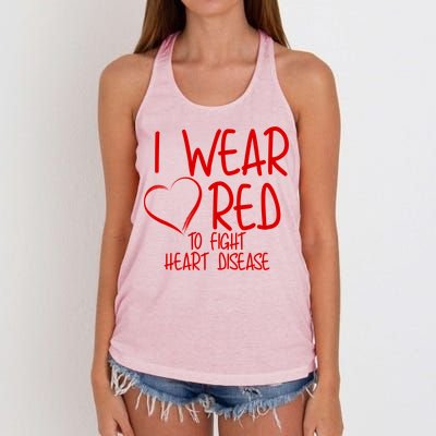 I Wear Red To Fight Heart Disease Women's Knotted Racerback Tank