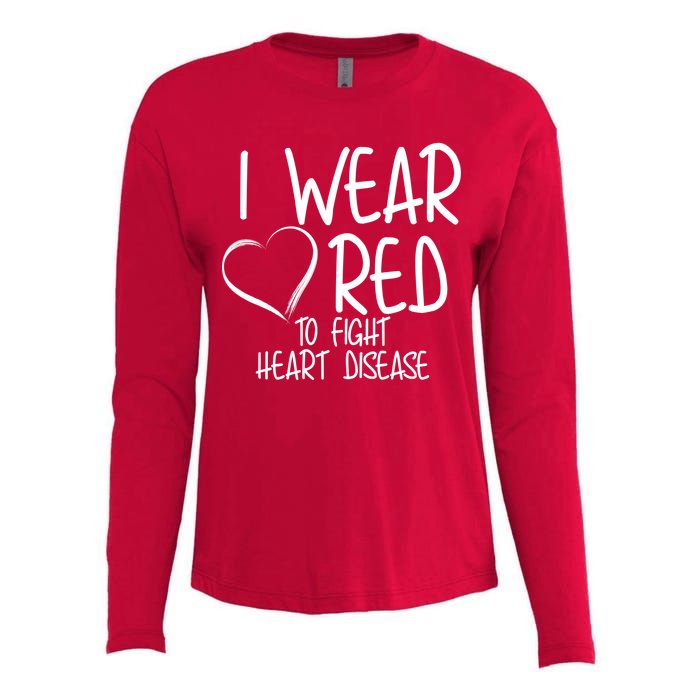 I Wear Red To Fight Heart Disease Womens Cotton Relaxed Long Sleeve T-Shirt