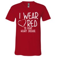 I Wear Red To Fight Heart Disease V-Neck T-Shirt