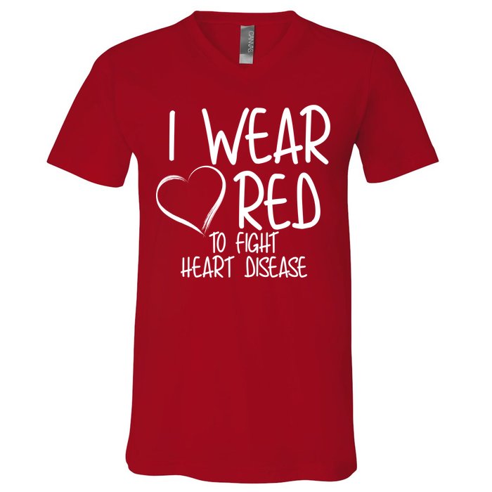 I Wear Red To Fight Heart Disease V-Neck T-Shirt