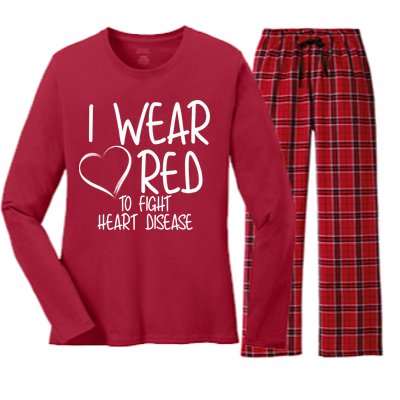 I Wear Red To Fight Heart Disease Women's Long Sleeve Flannel Pajama Set 