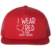 I Wear Red To Fight Heart Disease Flat Bill Trucker Hat