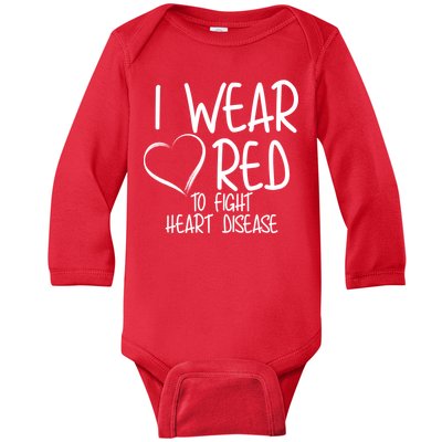 I Wear Red To Fight Heart Disease Baby Long Sleeve Bodysuit