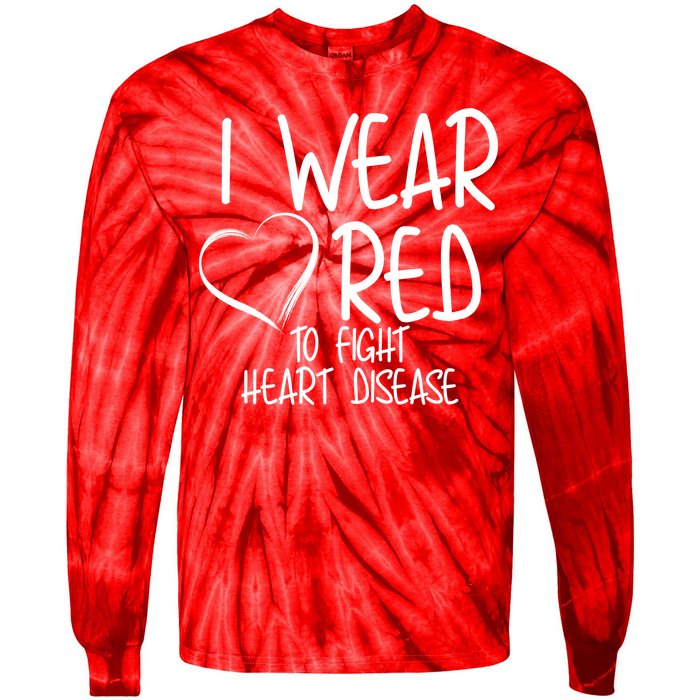 I Wear Red To Fight Heart Disease Tie-Dye Long Sleeve Shirt