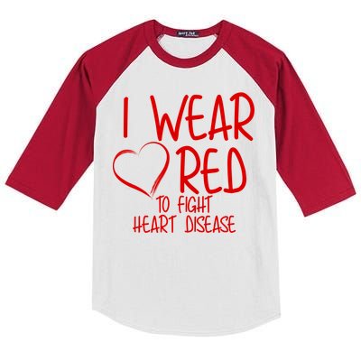 I Wear Red To Fight Heart Disease Kids Colorblock Raglan Jersey