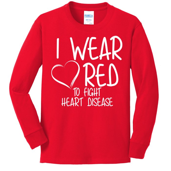 I Wear Red To Fight Heart Disease Kids Long Sleeve Shirt