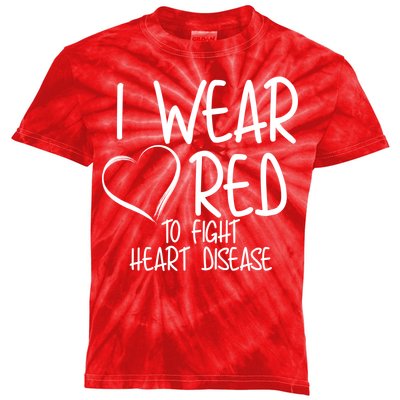 I Wear Red To Fight Heart Disease Kids Tie-Dye T-Shirt