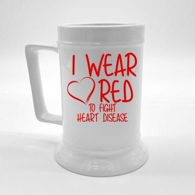 I Wear Red To Fight Heart Disease Beer Stein