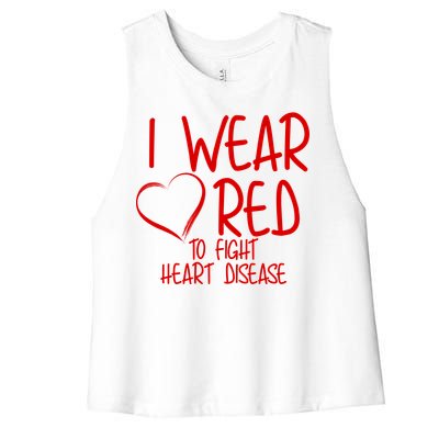 I Wear Red To Fight Heart Disease Women's Racerback Cropped Tank