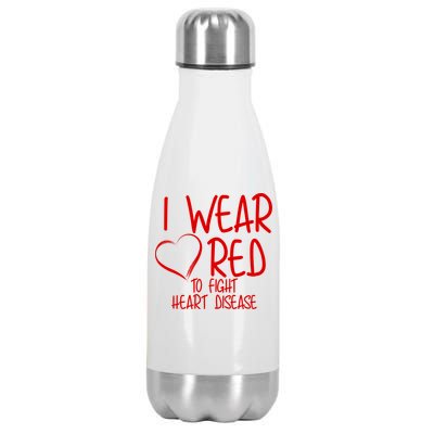 I Wear Red To Fight Heart Disease Stainless Steel Insulated Water Bottle