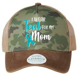 I Wear Teal For My Mom Ovarian Cancer Awareness Legacy Tie Dye Trucker Hat