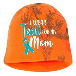 I Wear Teal For My Mom Ovarian Cancer Awareness Kati - Camo Knit Beanie