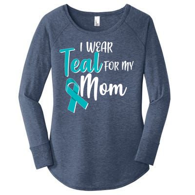 I Wear Teal For My Mom Ovarian Cancer Awareness Women's Perfect Tri Tunic Long Sleeve Shirt