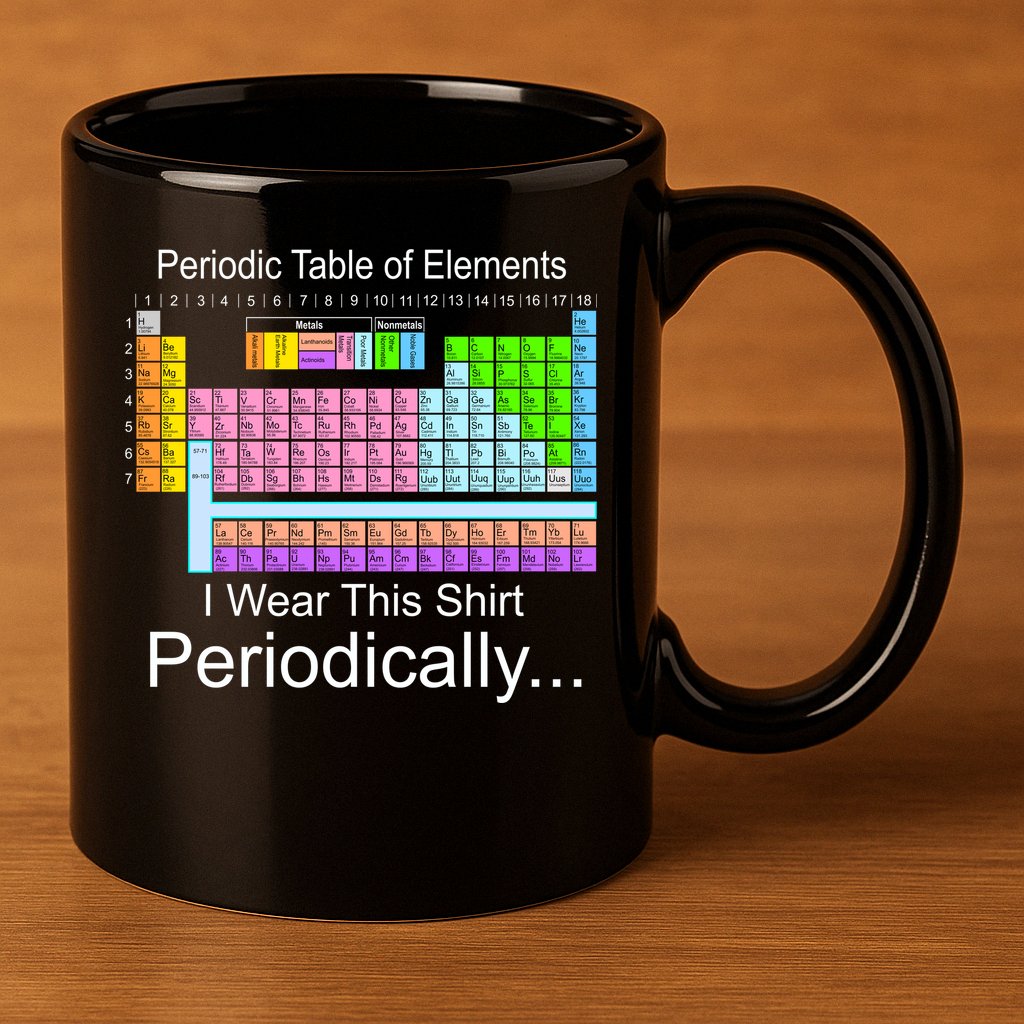 I Wear this Shirt Periodically Periodic Table of Elements 11oz C Handle Ceramic Mug