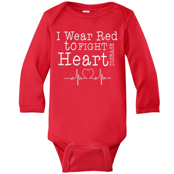 I Wear To Fight Heart Disease Baby Long Sleeve Bodysuit