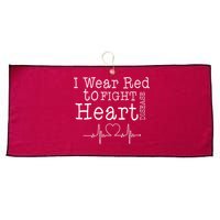 I Wear To Fight Heart Disease Large Microfiber Waffle Golf Towel