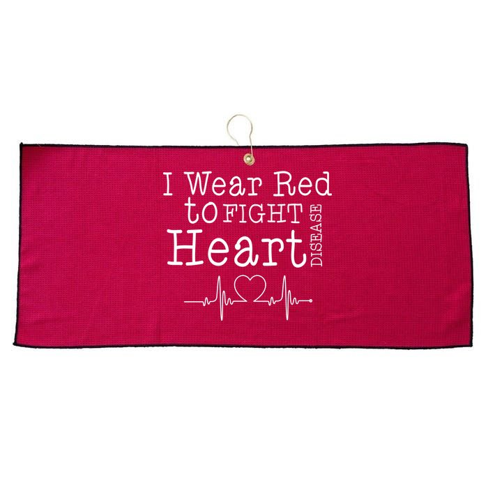 I Wear To Fight Heart Disease Large Microfiber Waffle Golf Towel