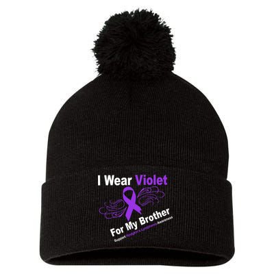 I Wear Violet For My Brother Pom Pom 12in Knit Beanie