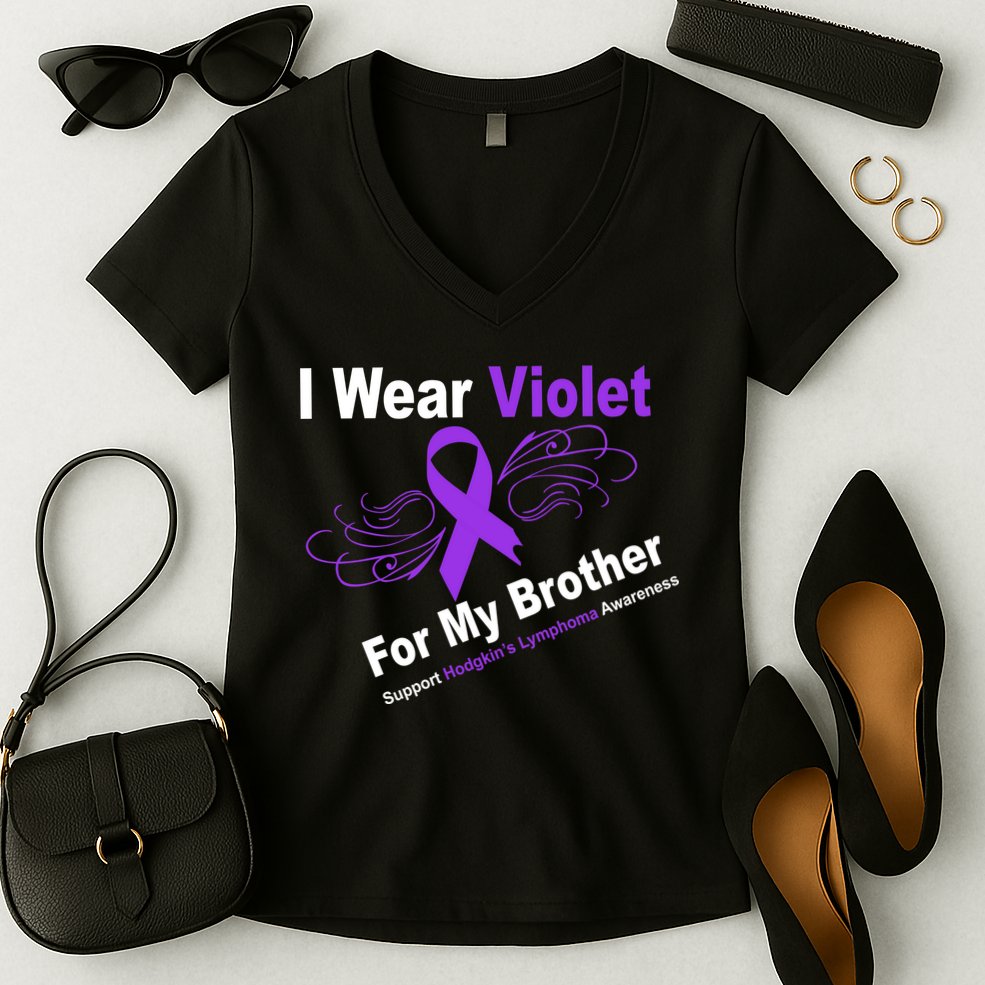 I Wear Violet For My Brother Women's V-Neck T-Shirt