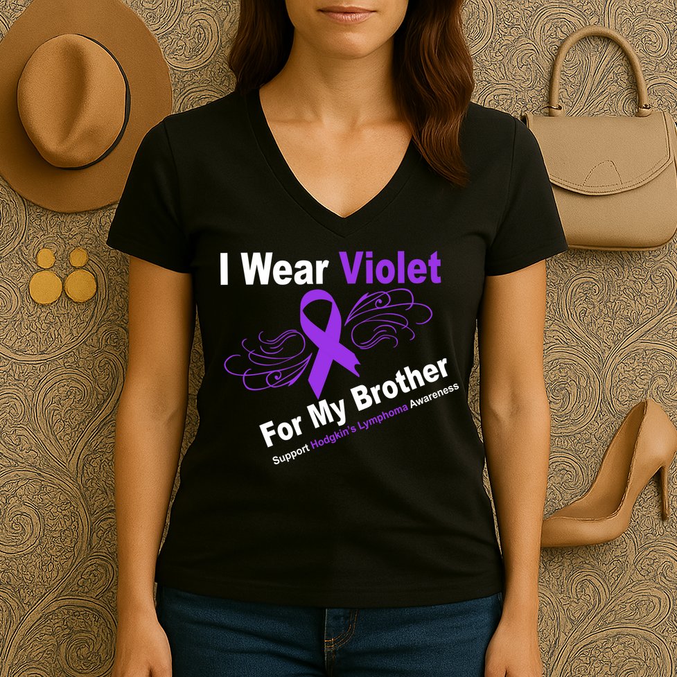 I Wear Violet For My Brother Women's V-Neck T-Shirt