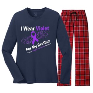 I Wear Violet For My Brother Women's Long Sleeve Flannel Pajama Set 