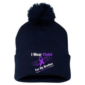 I Wear Violet For My Brother Pom Pom 12in Knit Beanie