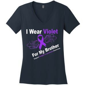 I Wear Violet For My Brother Women's V-Neck T-Shirt