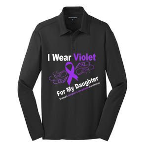 I Wear Violet For My Daughter Silk Touch Performance Long Sleeve Polo