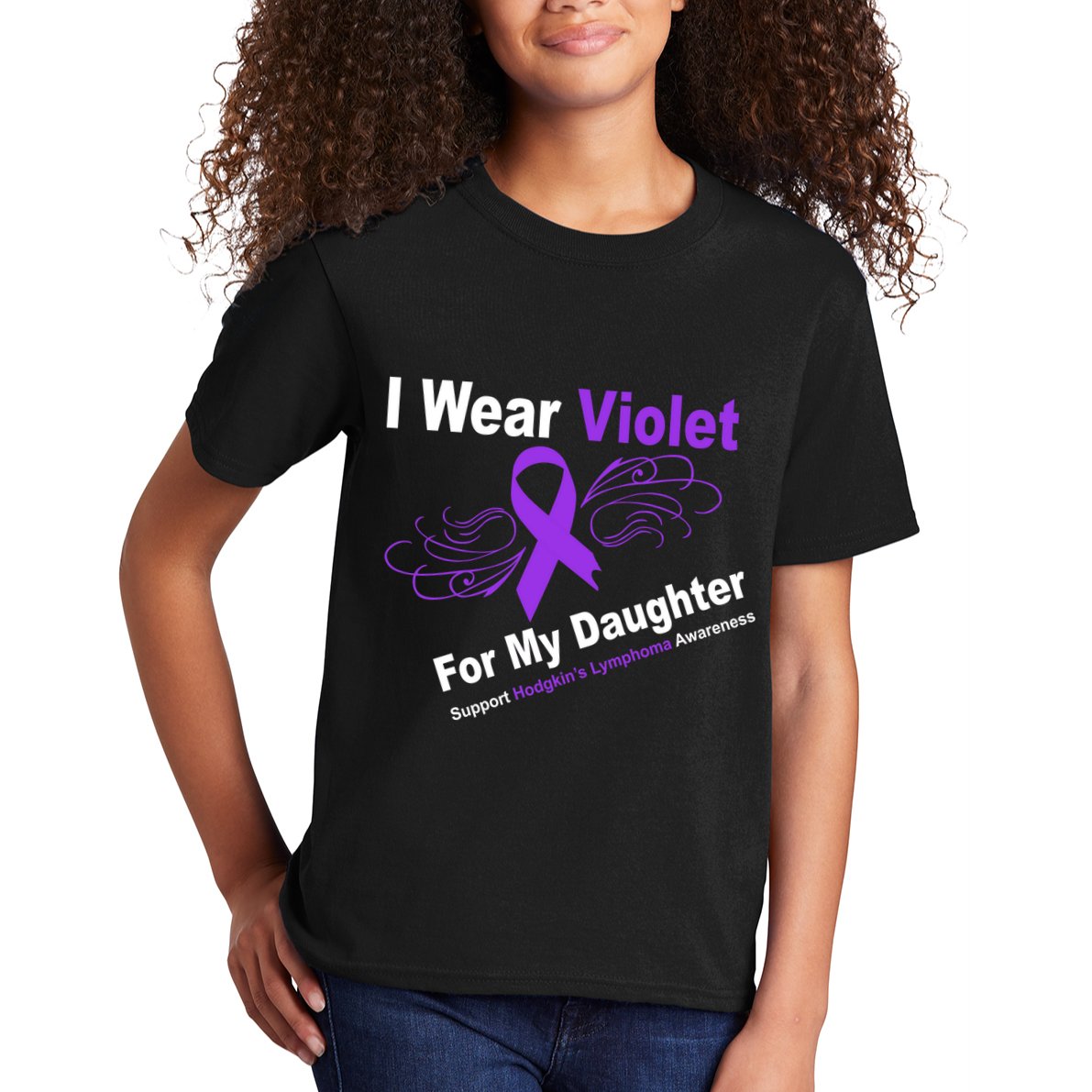 I Wear Violet For My Daughter Kids T-Shirt