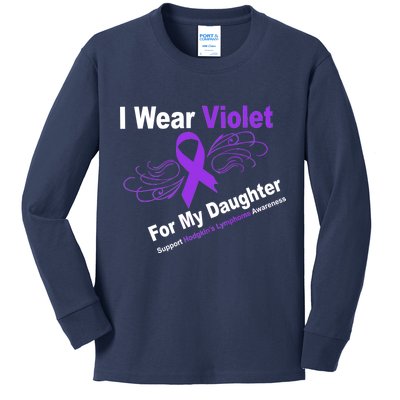 I Wear Violet For My Daughter Kids Long Sleeve Shirt