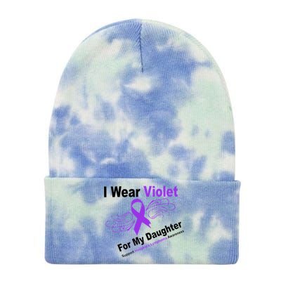 I Wear Violet For My Daughter Tie Dye 12in Knit Beanie