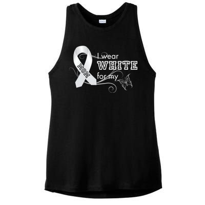 I Wear White For My Mom Lung Cancer Awareness Ladies PosiCharge Tri-Blend Wicking Tank