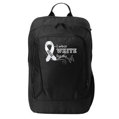 I Wear White For My Mom Lung Cancer Awareness City Backpack