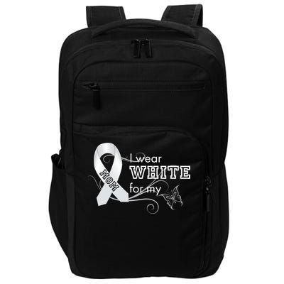 I Wear White For My Mom Lung Cancer Awareness Impact Tech Backpack