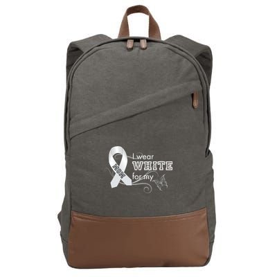 I Wear White For My Mom Lung Cancer Awareness Cotton Canvas Backpack