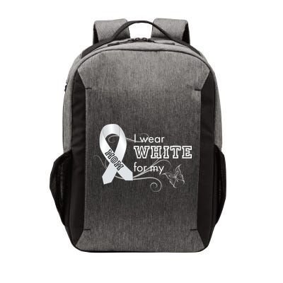 I Wear White For My Mom Lung Cancer Awareness Vector Backpack